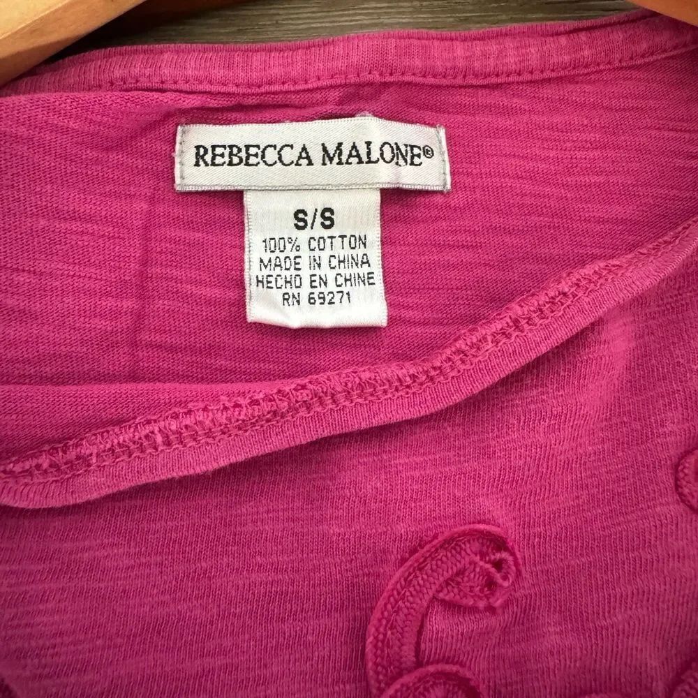 Rebecca Malone Pink Textured Graphic Top S - Picture 4 of 4